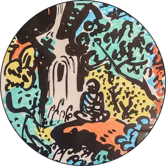 和田邦坊氏の作品、「金比羅シリーズ・木版画
《滝佛》」。